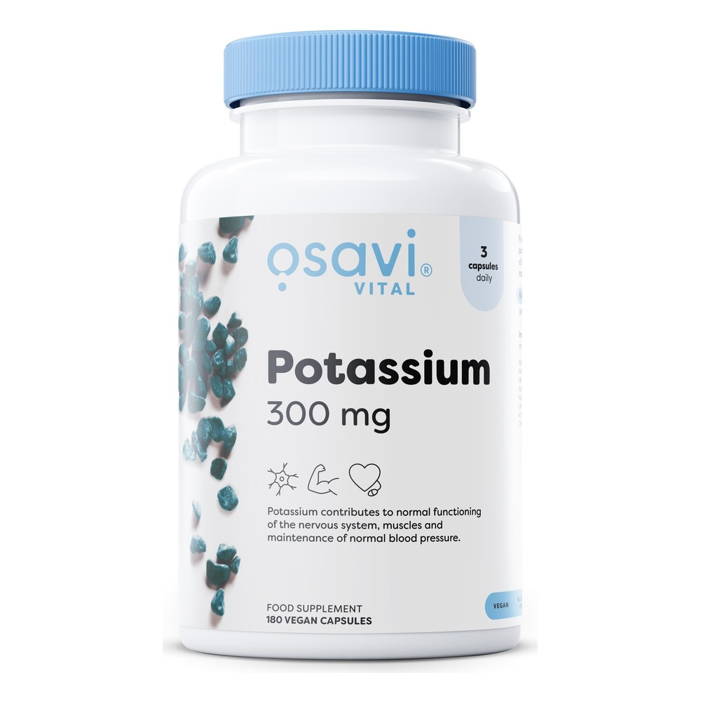 Osavi Potassium 300mg for Normal Blood Pressure and Muscle Function 180 Vegan Caps