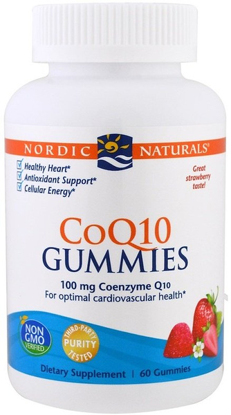Nordic Naturals Koenzym Q10 w Żelkach 100mg Truskawkowy na Zdrowe Serce i Energię Komórkową 60 Żelków
