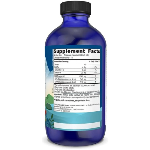 Nordic Naturals Arctic Cod Liver Oil 1060mg Supports Immune System Brain and Heart Function Orange 237ml