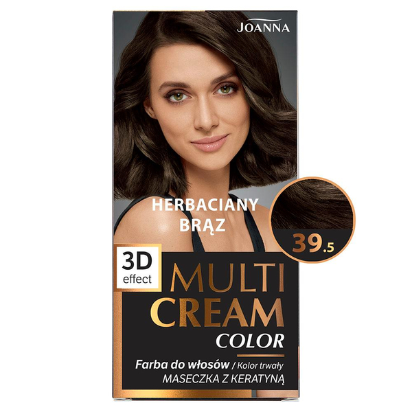 Joanna Multi Cream Color 3D Effect Hair Dye with Long-Lasting Effect No. 39.5 Tea Brown 1 Piece