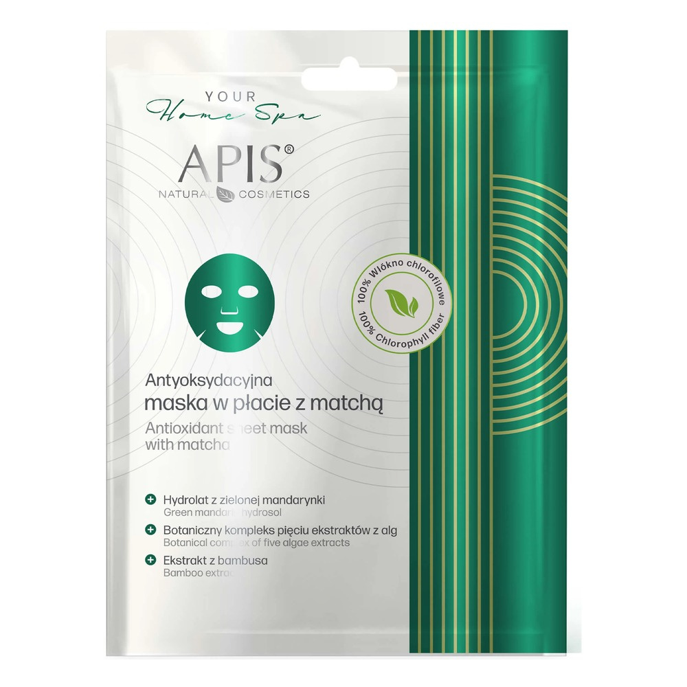 Apis Home Spa Antyoksydacyjna Maska W Płachcie z Matcha 1 szt