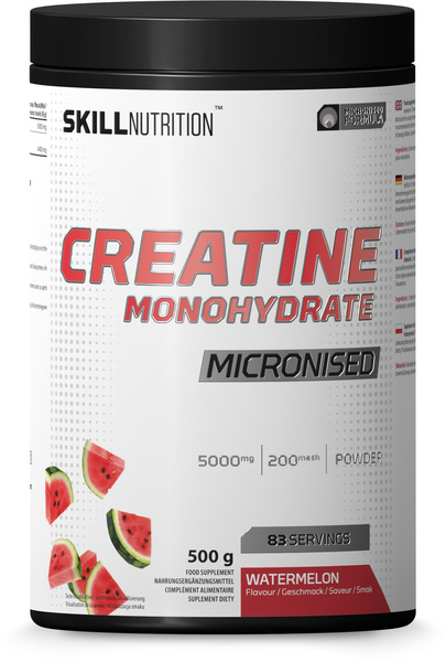 Skill Nutrition Micronised Creatine Monohydrate Flavoured Watermelon for Muscle Growth and Performance 500g