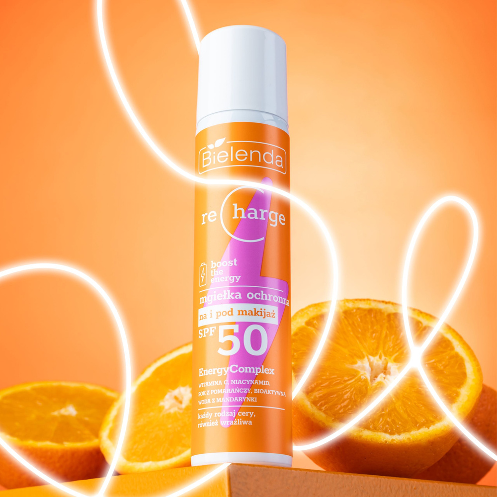 Bielenda Recharge Boost the Energy UVA i UVB Delikatna Mgiełka Ochronna SPF 50 75ml