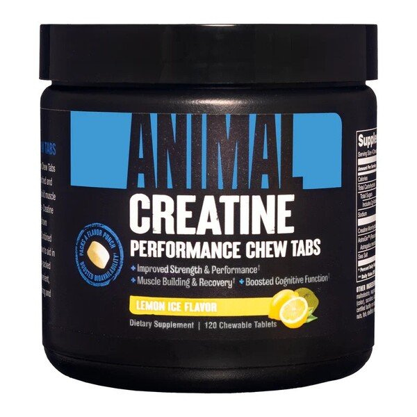 Animal Creatine Chews Lemon Ice Chewable Tablets For Muscle Strength 120 Chewable Tablets
