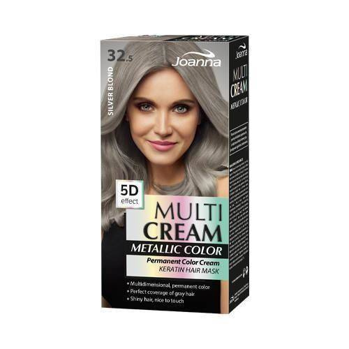 Joanna Multi Cream Color Hair Dye with 5D Effect with Long-Lasting Effect No. 32.5 Silver Blonde 1 Piece