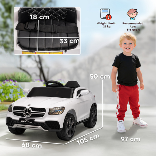 AIYAPLAY Mercedes-Benz GLC Licensed Kids Ride on Car with Remote Control, Soft Start, MP3, LED Headlights, White