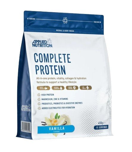 Applied Nutrition Complete Protein Vanilla Protein with Collagen and Vitamins For Vitality and Gut Health 450g