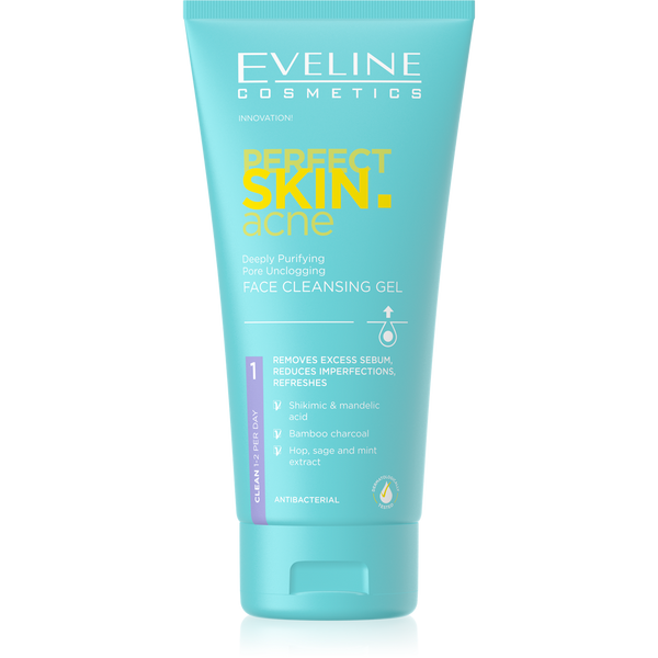 Eveline Perfect Skin Acne Deep Cleansing Wash Gel Unblocking Pores for Problematic Skin 150ml