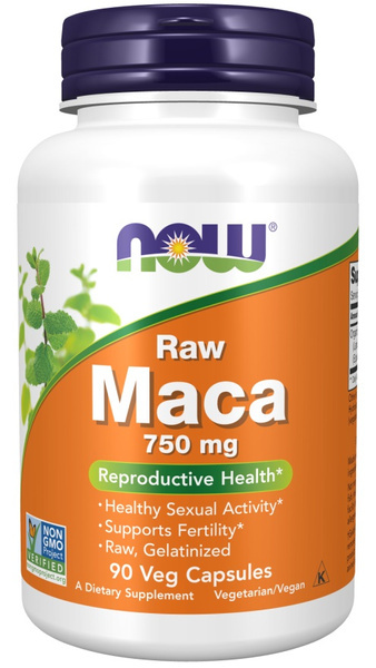 NOW Foods Maca 750 mg Raw Natural Hormone Energy and Libido Support 90 Capsules