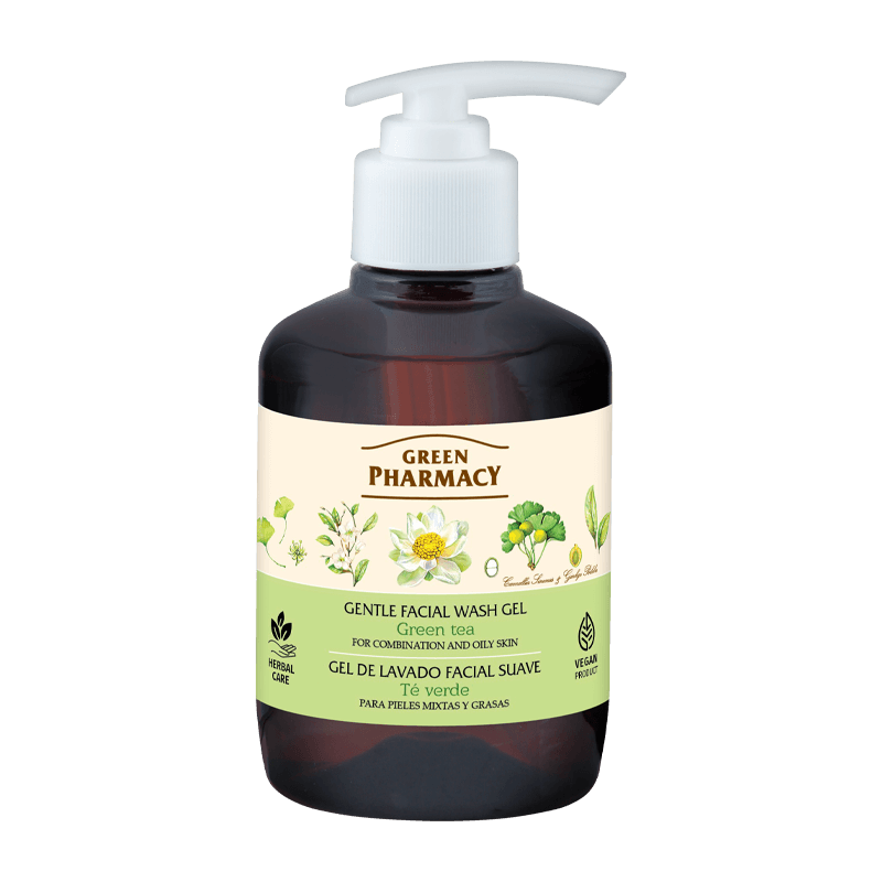 Green Pharmacy Delikatny Żel do Mycia Twarzy dla Mieszanej i Tłustej Skóry Zielona Herbata 270ml