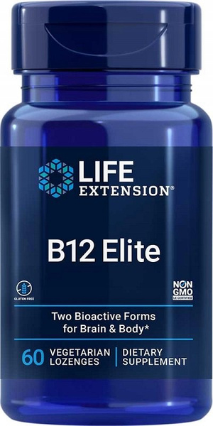 Life Extension B12 Elite Witamina B12 Na Wsparcie Układu Nerwowego 60 Wegetariańskich Pastylek do Ssania