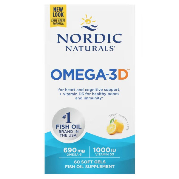 Nordic Naturals Omega-3D 690mg with Vitamin D3 For Immunity and Bone Health 60 Softgels