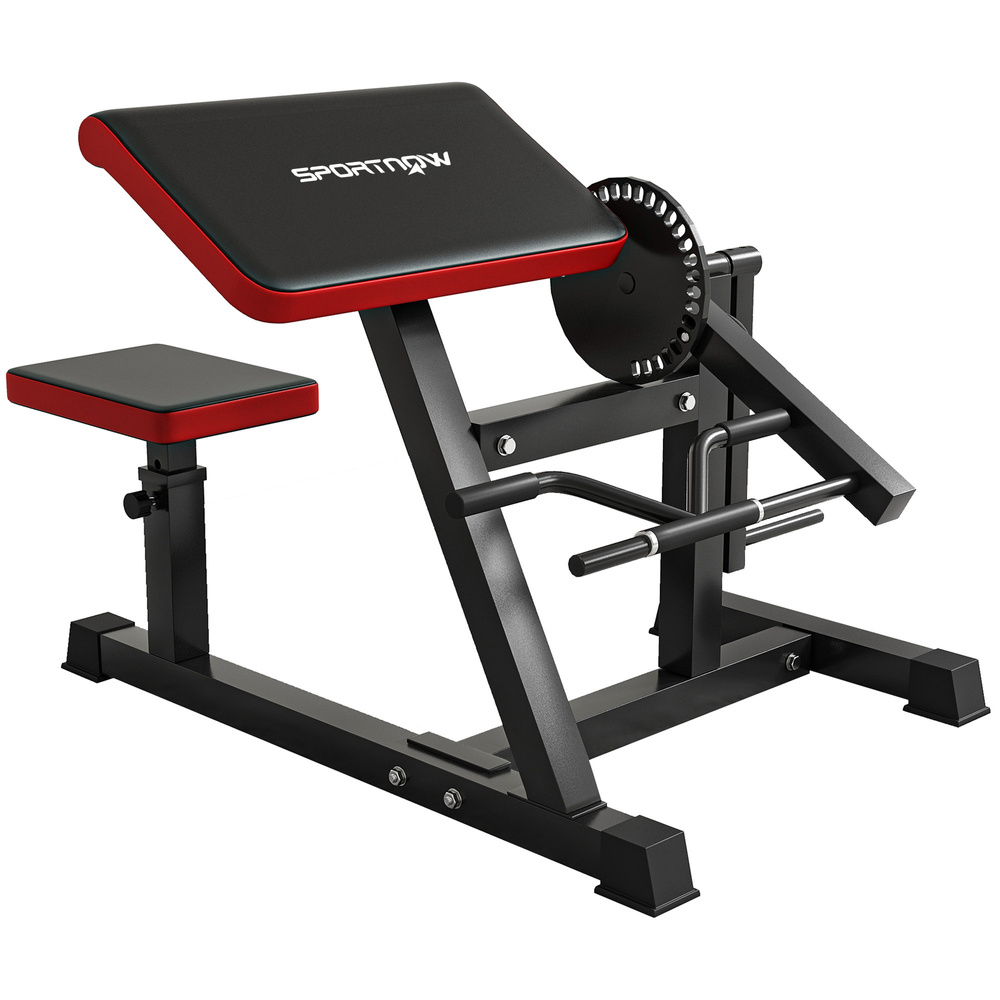 SPORTNOW Adjustable Preacher Curl Bench, Multi-Functional Weight Bench with Handlebar and Elbow Cushion for Home and Outdoor Gym