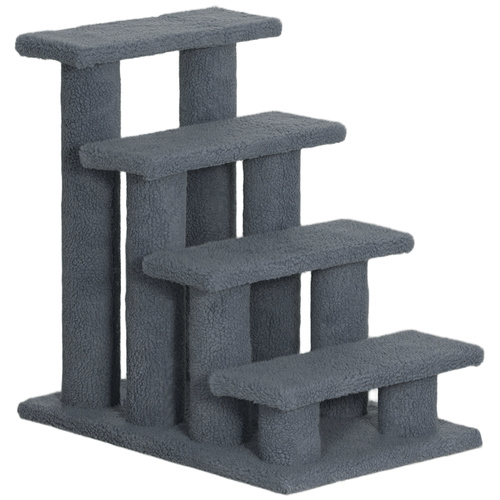 PawHut Dog Steps for Bed 4 Step Pet Stairs for Sofa Dog Cat Climb Ladder 63x43x60 cm Grey