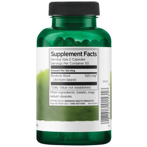 Swanson Full Spectrum Burdock Root 460mg Wspiera Układ Odpornościowy 100 Kapsułek