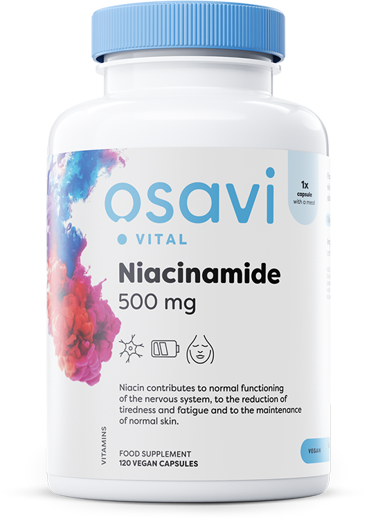 Osavi Niacinamide 500mg 120 vegan caps for nervous system and skin support