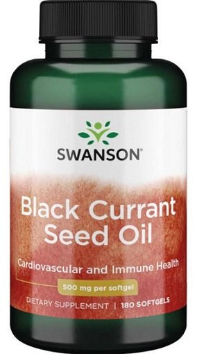 Swanson Black Currant Seed Oil 500mg Olej z Czarnej Porzeczki 180 Kapsułek