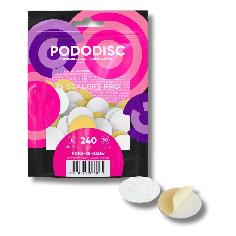 Staleks Pro Wymienne Pilniki Białe na Miękkiej Bazie do Dysku do Pedicure PODODISC L EXPERT 50 Sztuk