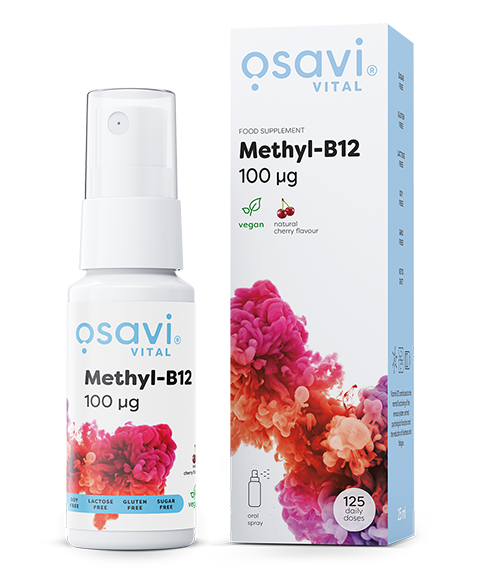 Osavi Metylokobalamina B12 w Sprayu Doustnym 100mcg (Wiśniowy) Na Układ Nerwowy i Energię 25ml
