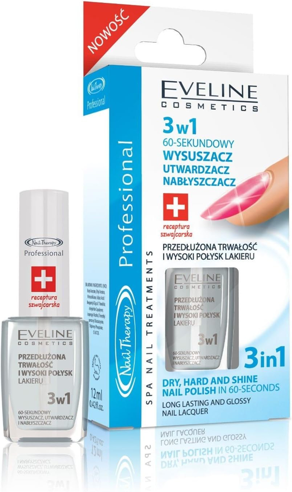 Eveline Nail Therapy Professional 3in1 60-second Drier Hardener Shine 12ml