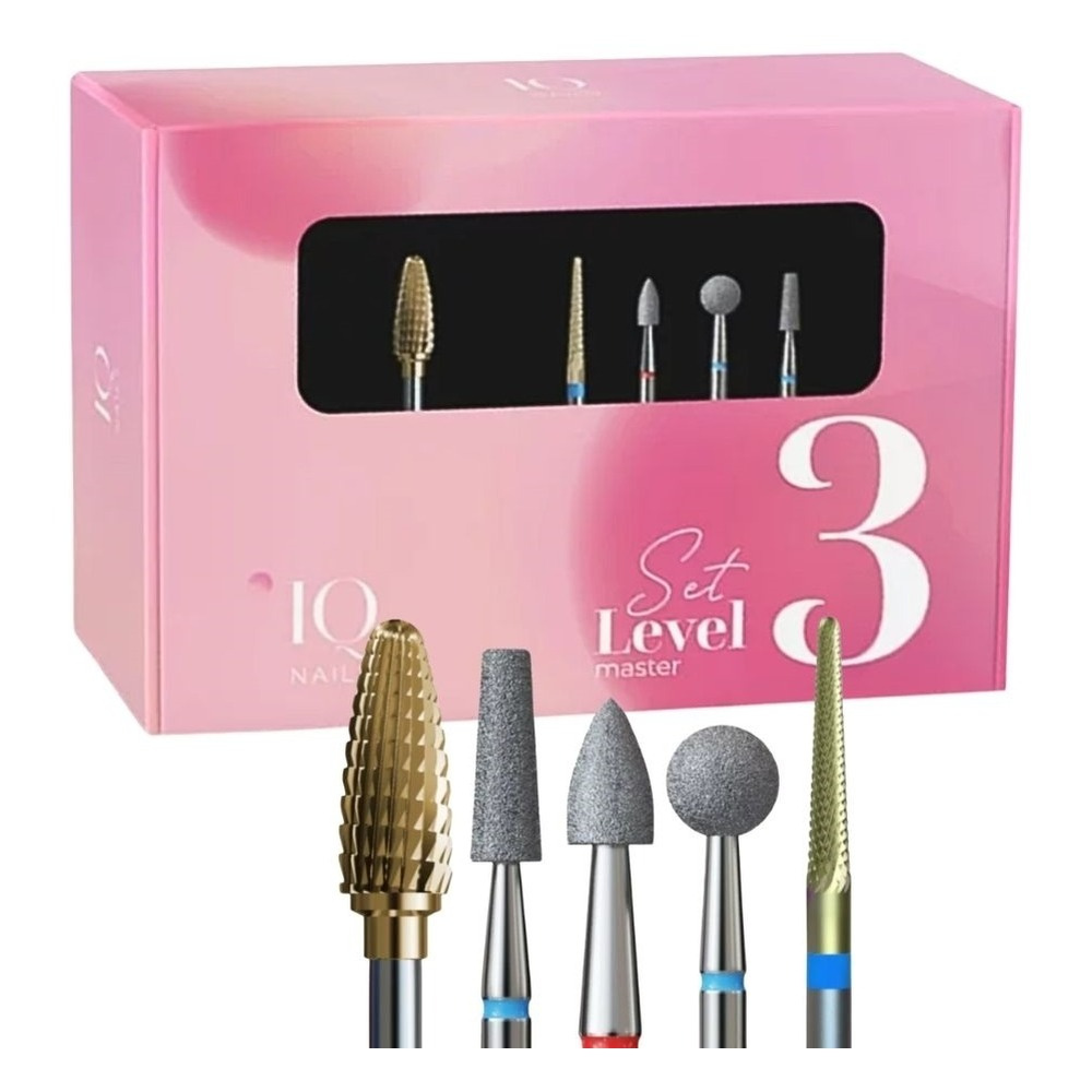 IQ Nails Level 3 Pro Profesjonalny Zestaw Frezów dla Ekspertów Stylizacji Paznokci 5szt