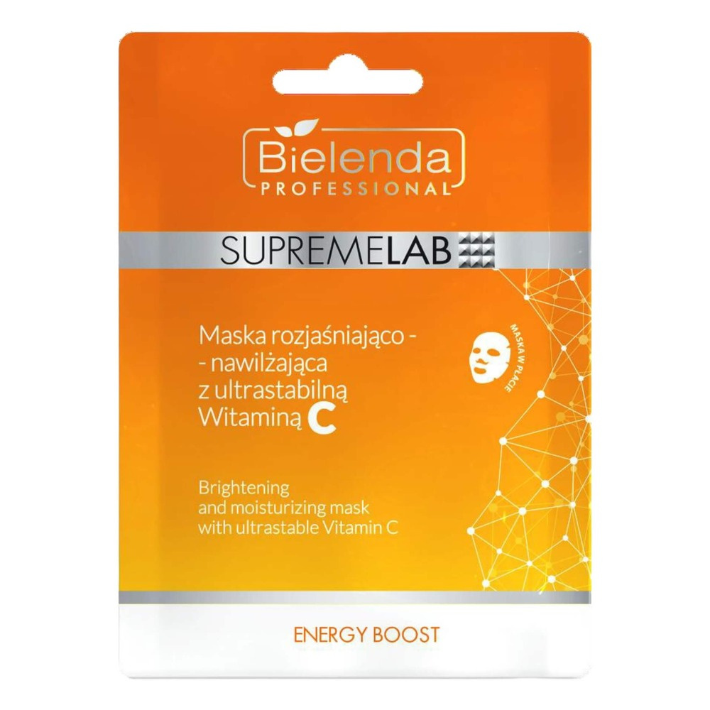 Bielenda SupremeLab Energy Boost Maseczka Rozświetlająco-Nawilżająca z Ultrastabilną Witaminą C 1 Sztuka