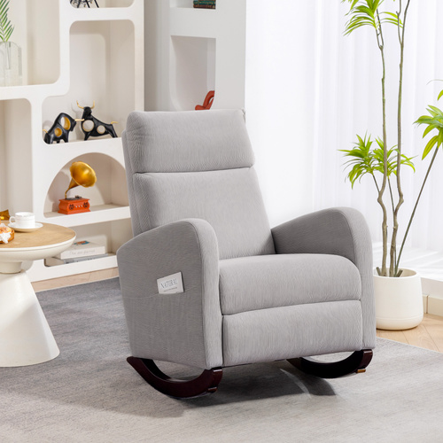 HOMCOM Corduroy Rocking Armchair - Grey
