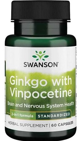 Swanson Ginkgo with Vinpocetine Standardized 60 Kapsułek
