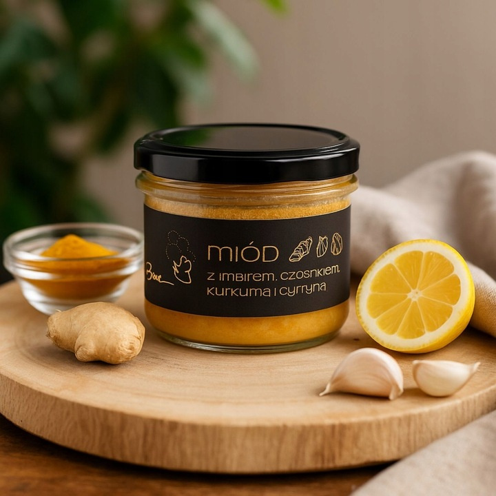 Bona Honey with Ginger Lemon Turmeric Garlic Natural Delicious Flavor 245g