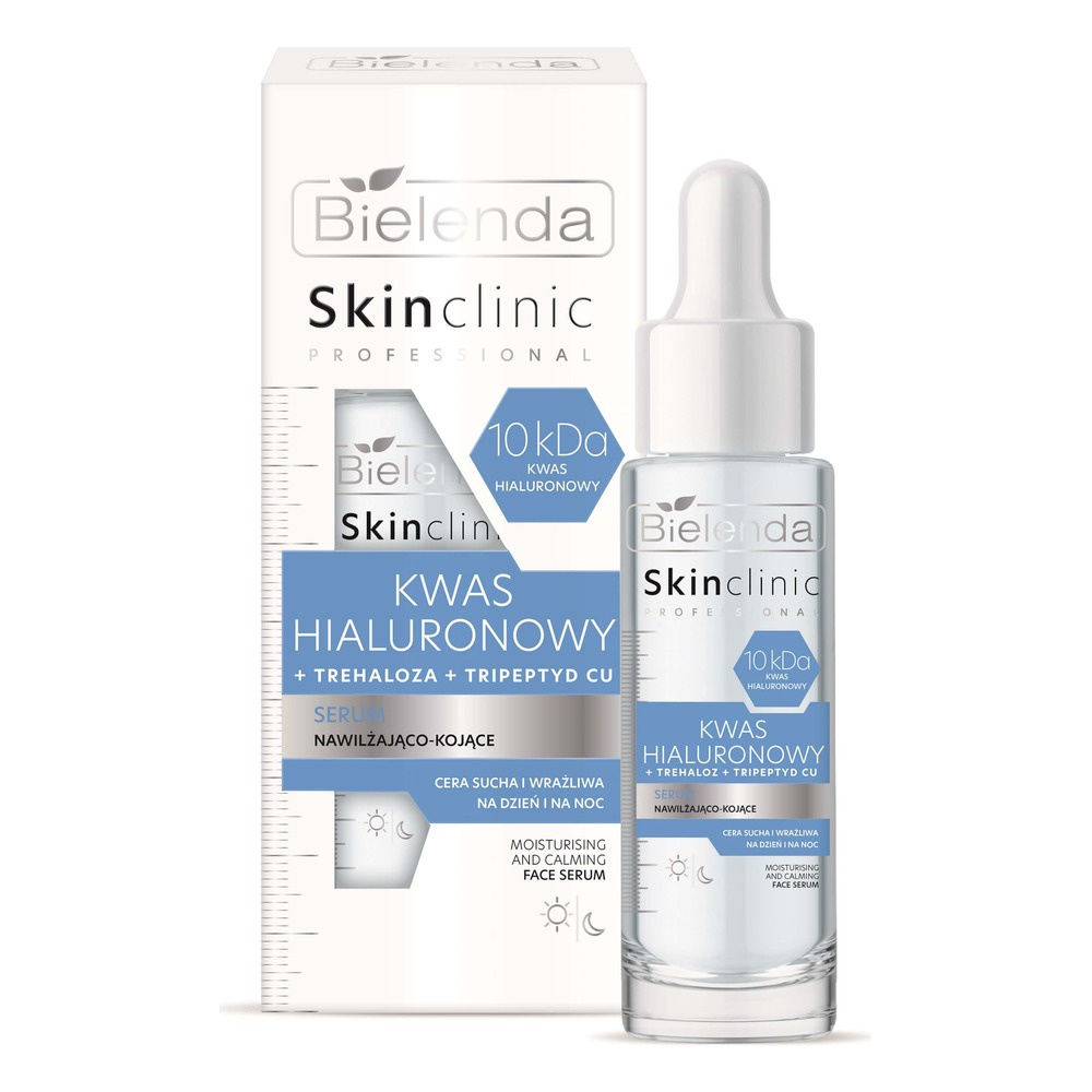 Bielenda Skin Clinic Professional Kwas Hialuronowy Serum Nawilżająco-Kojące dla Skóry Suchej i Wrażliwej na Dzień i na Noc 30ml