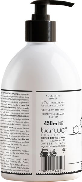 Barwa Pure Calm Odżywcze Miodowe Mydło w Płynie dla Skóry Suchej 450ml