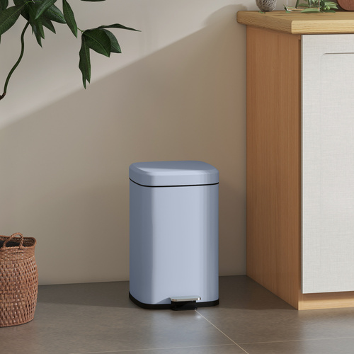 HOMCOM 20L Modern Boxy Metal Home Kitchen Bin - Light Blue
