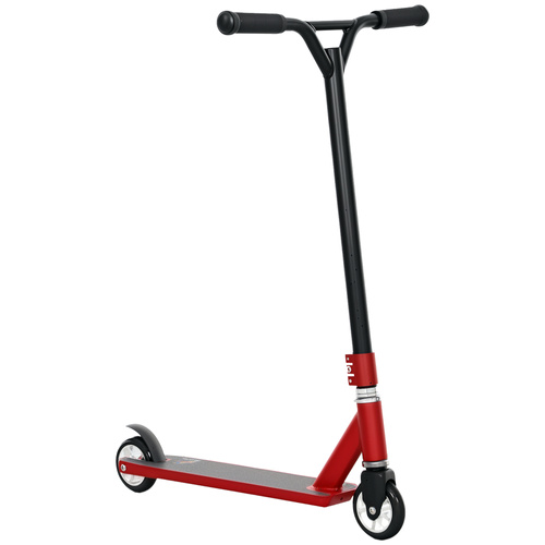 HOMCOM Stunt Scooter, 360° Entry Level Tricks Scooter w/ Lightweight Aluminium Deck and ABEC 7 Bearing, For Age 14+ Beginners, Red