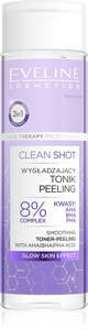 Eveline Clean Shot 8% Kompleks Kwasów AHA BHA PHA Wygładzający Tonik-Peeling dla każdego Rodzaju Skóry 200ml
