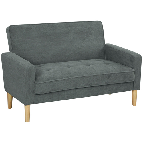 HOMCOM Two-Seater Velvet-Feel Sofa - Grey