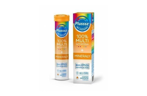 Polski Lek S.A. Plusssz 100% Multiwitamina + Minerały Mango-Pomarańcza 20 Tabletek Musujących