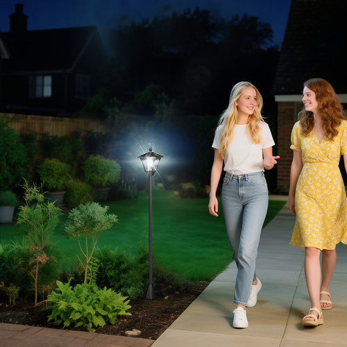 Outsunny 1.2m Solar Powered Outdoor Lamp Post - Black