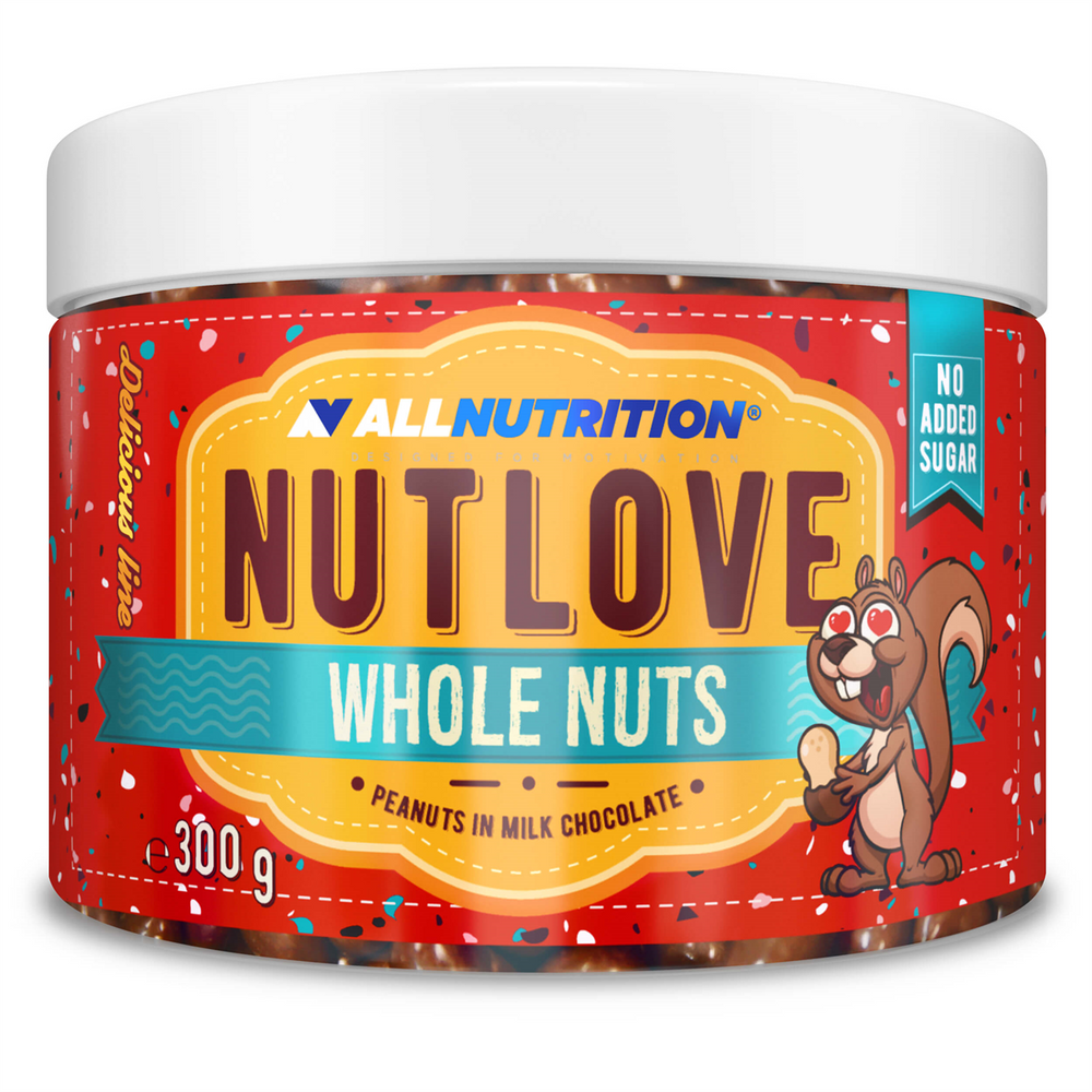 Allnutrition NutLove Whole Nuts Orzeszki Ziemne w Czekoladzie Mlecznej bez Dodatku Cukru 300g