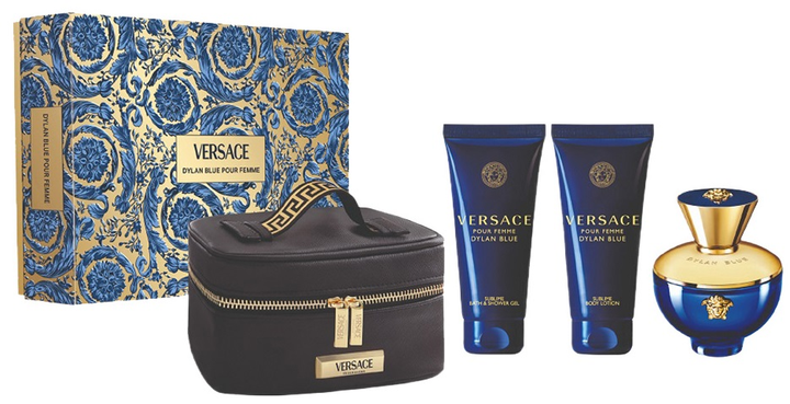 Versace Pour Femme Dylan Blue Gift Set 100ml EDP + 100ml Shower Gel + 100ml Body Lotion Set for Women 1 Piece