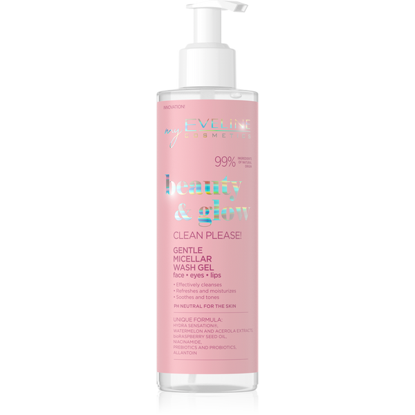 Eveline Beauty & Glow Clean Please! Caring Micellar Gel for Face Eyes and Lips Wash 200ml