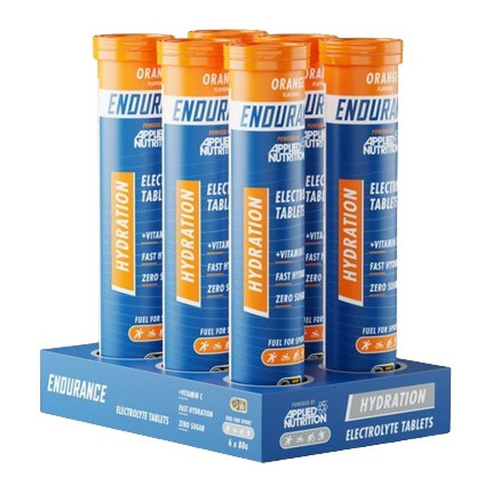 Applied Nutrition Endurance Hydration Elektrolity w Tabletkach Musujących o Smaku Pomarańczowym Na Nawodnienie 6 x 20 Tabletek