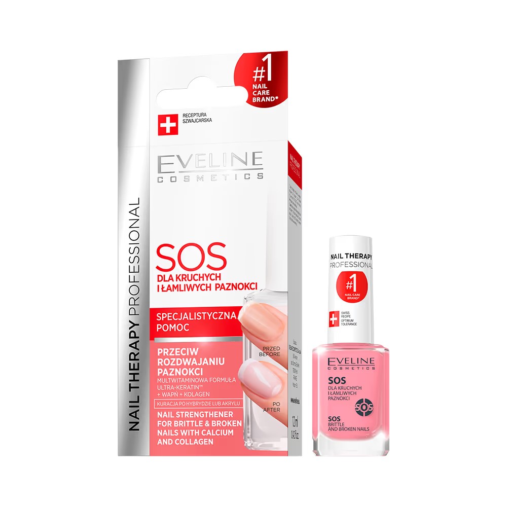 Eveline Nail Therapy SOS Odżywka Wzmacniająca z Wapniem i Kolagenem 12ml