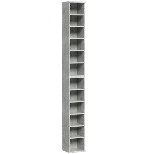 HOMCOM Set of 2 CD Media Display Shelf Unit Tower Rack with Adjustable Shelves, Cement Grey
