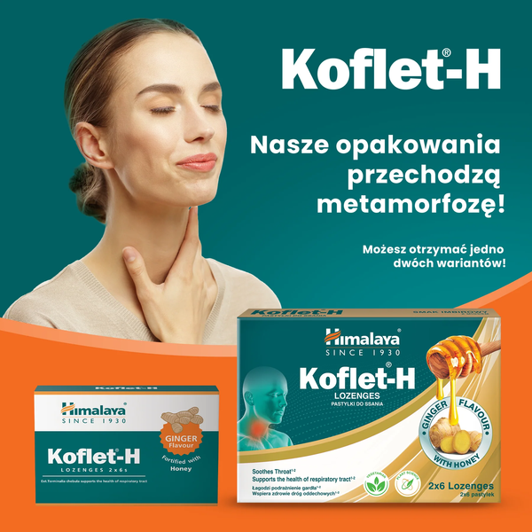 Himalaya Koflet-H Ginger Supports Respiratory Health 12 Lozenges
