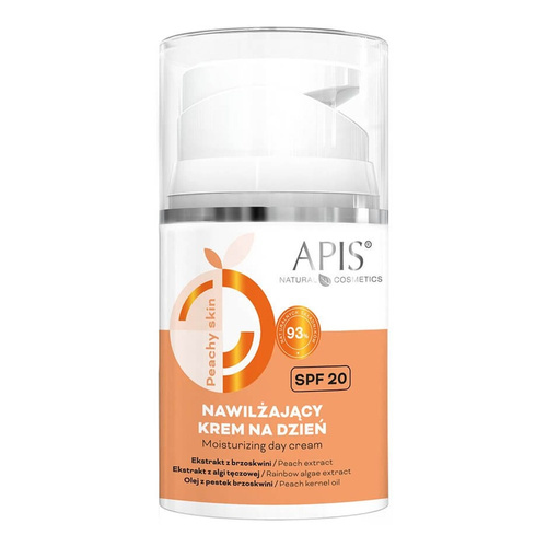 Apis Peachy Skin Moisturising SPF 20 Face Day Cream Peach Extract for Dry Dehydrated Skin 50ml