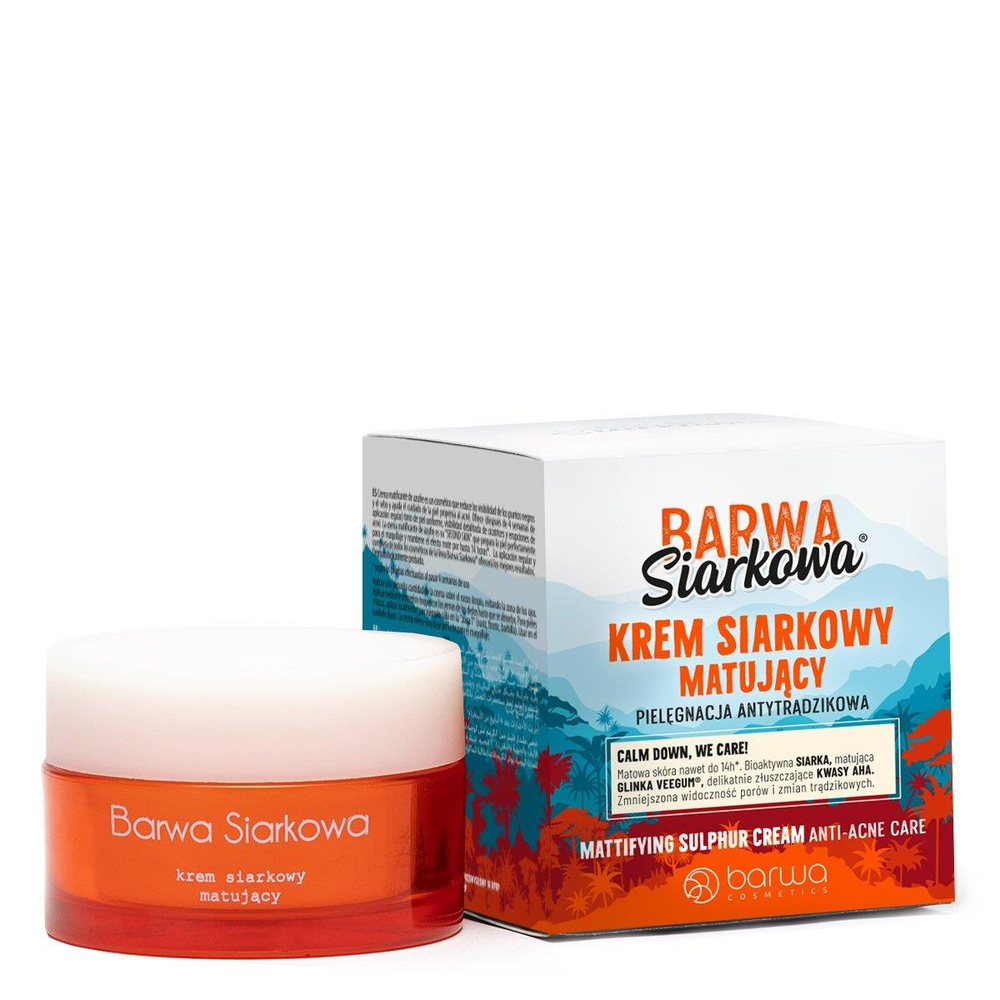 Barwa Siarkowa Moc Antybakteryjny Krem Matujący Skóra Trądzikowa Sucha 50ml