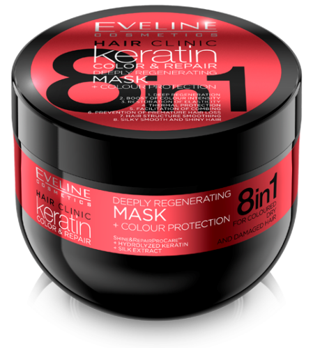 Eveline Keratin Color and Repair Ochrona Maska do Włosów Farbowanych 8w1 500ml