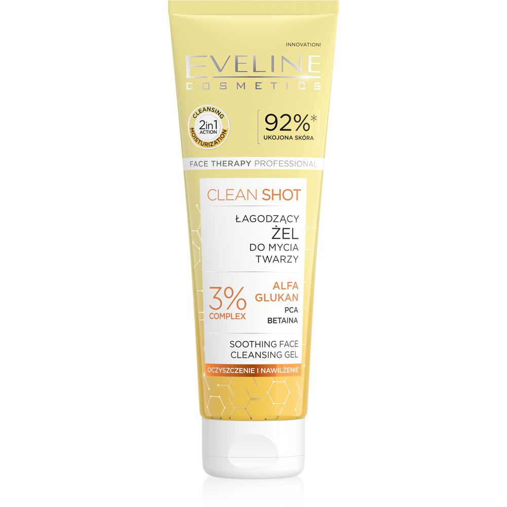 Eveline Face Therapy Professional Clean Shot Łagodzący Żel do Mycia Twarzy dla każdego Rodzaju Skóry 140ml