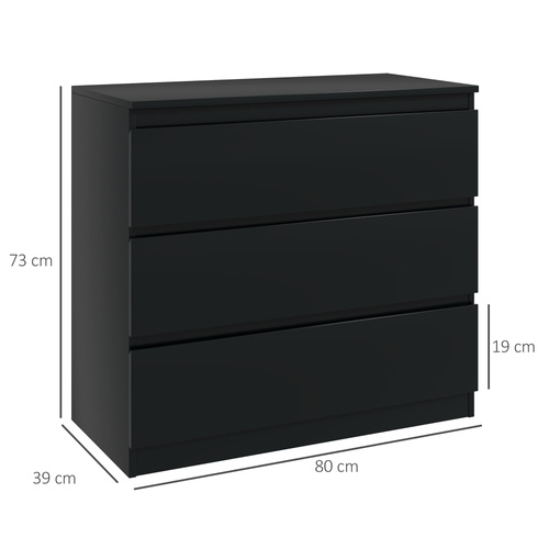 HOMCOM Chest of Three Drawers - Black