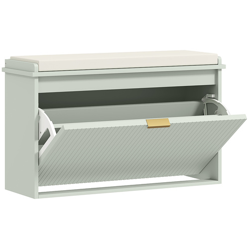 HOMCOM Elegant Eight Shoe Bench, with Top Seat - Green